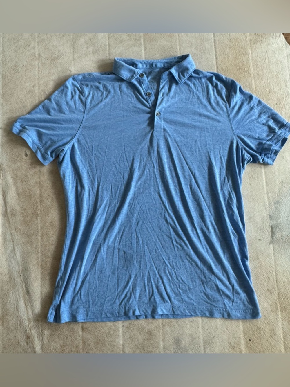 Banana Republic Men's Heathered Blue Polo shirt button up casual XL Extra Large